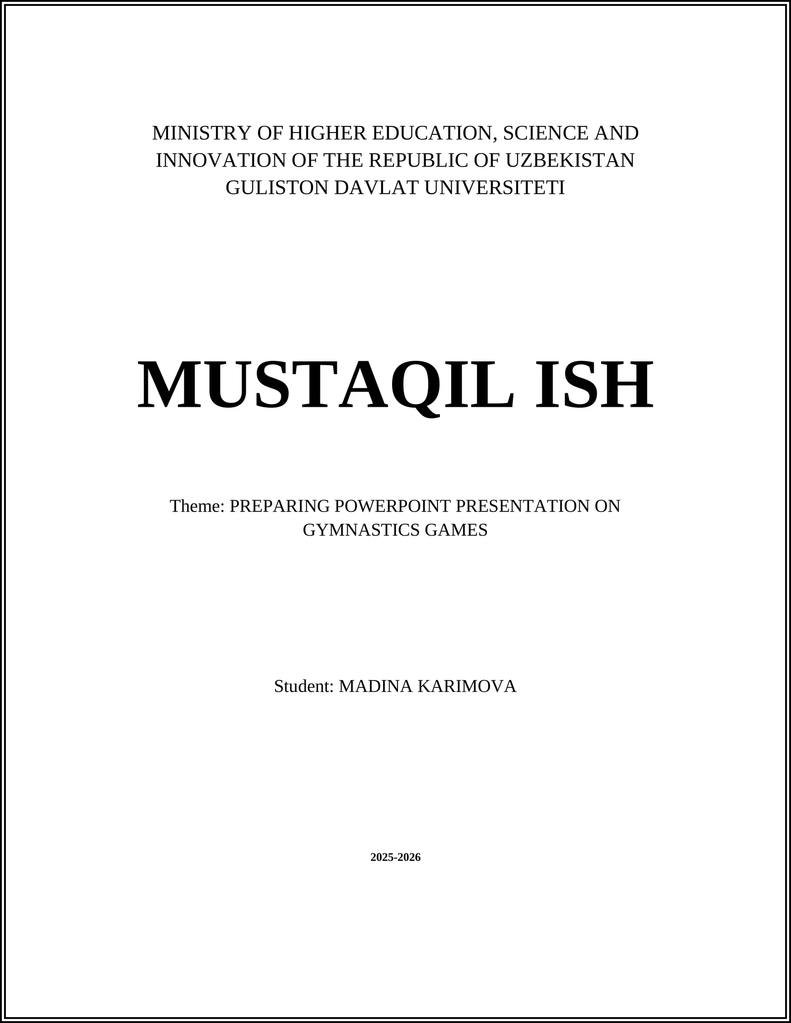 PREPARING POWERPOINT PRESENTATION ON GYMNASTICS GAMES