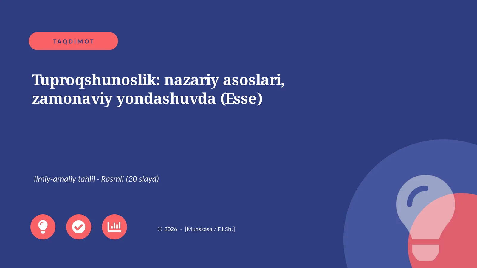 Tuproqshunoslik: nazariy asoslari, zamonaviy yondashuvda (Esse)