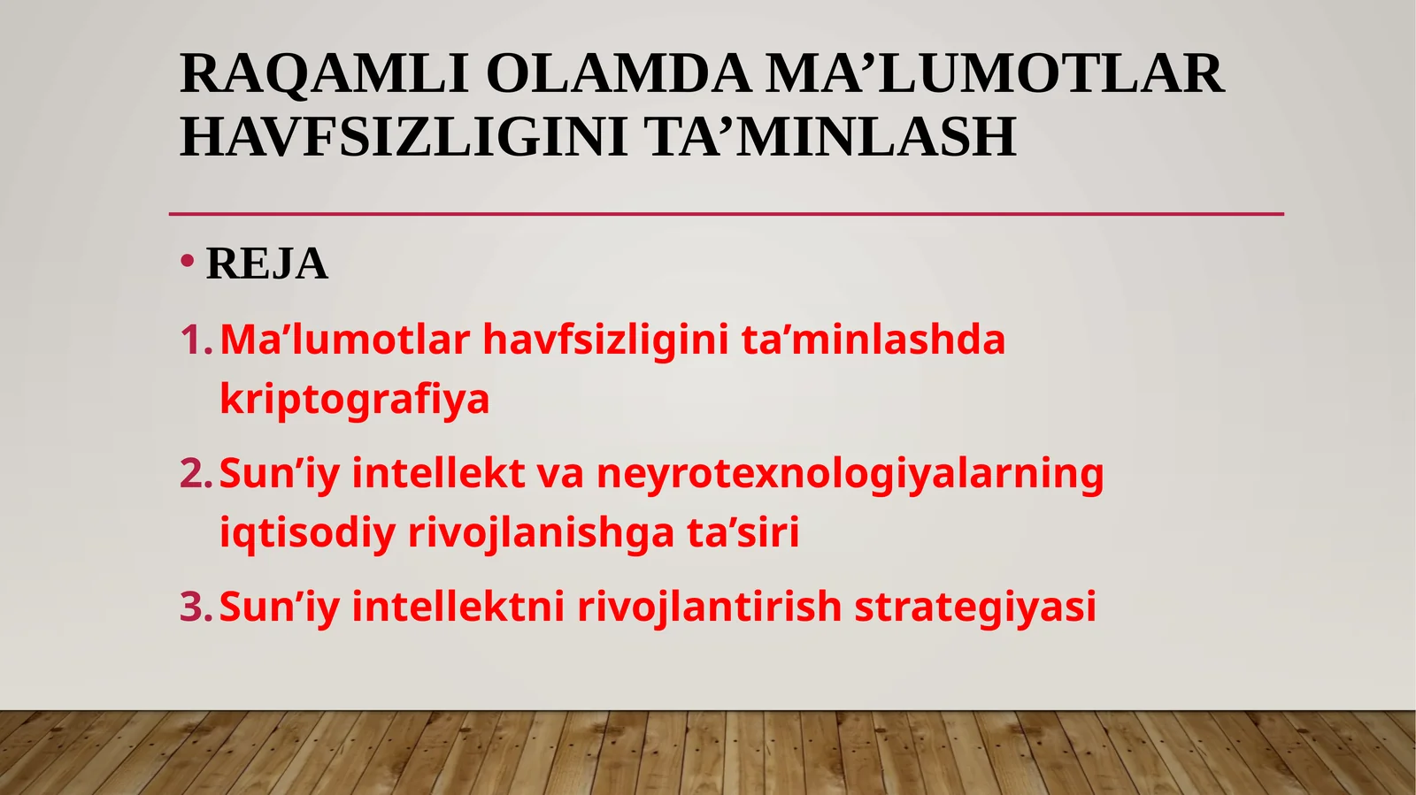RAQAMLI OLAMDA MA’LUMOTLAR HAVFSIZLIGINI TA’MINLASH