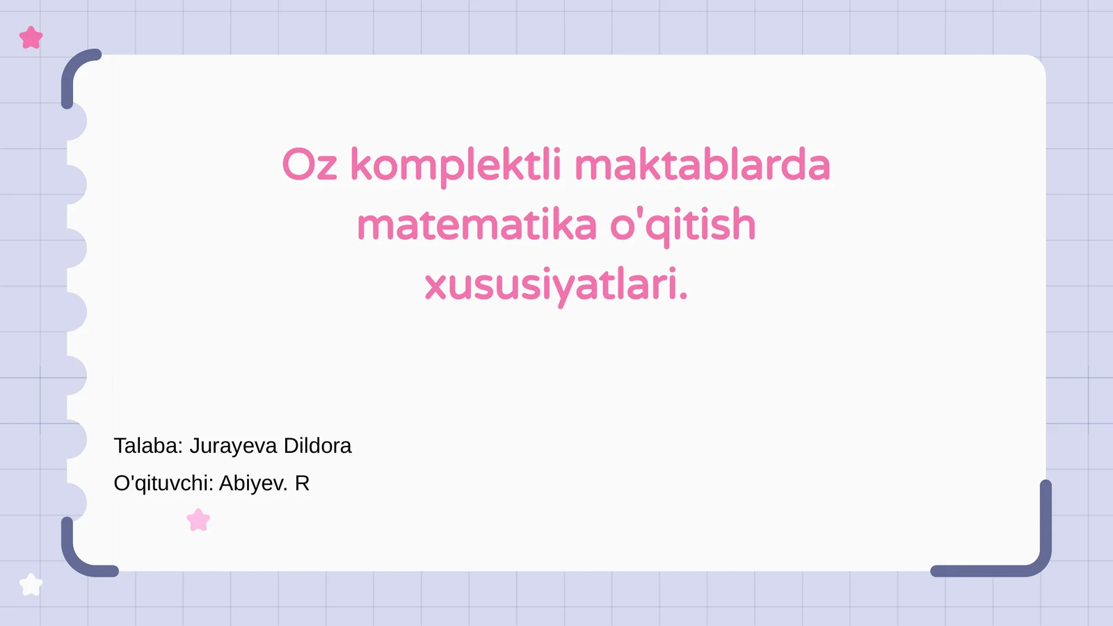 Matematika o'qitish xususiyatlari