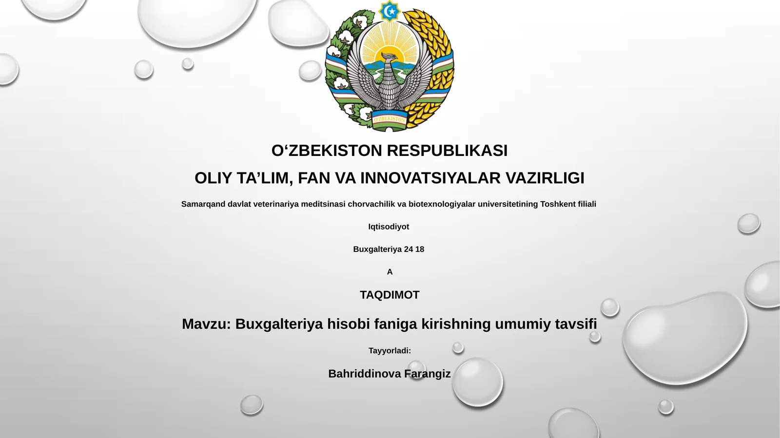 Buxgalteriya hisobi faniga kirishning umumiy tavsifi