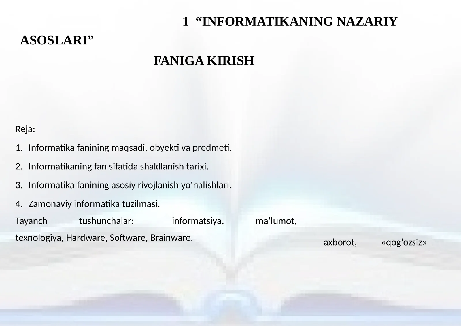 INFORMATIKANING NAZARIY ASOSLARI