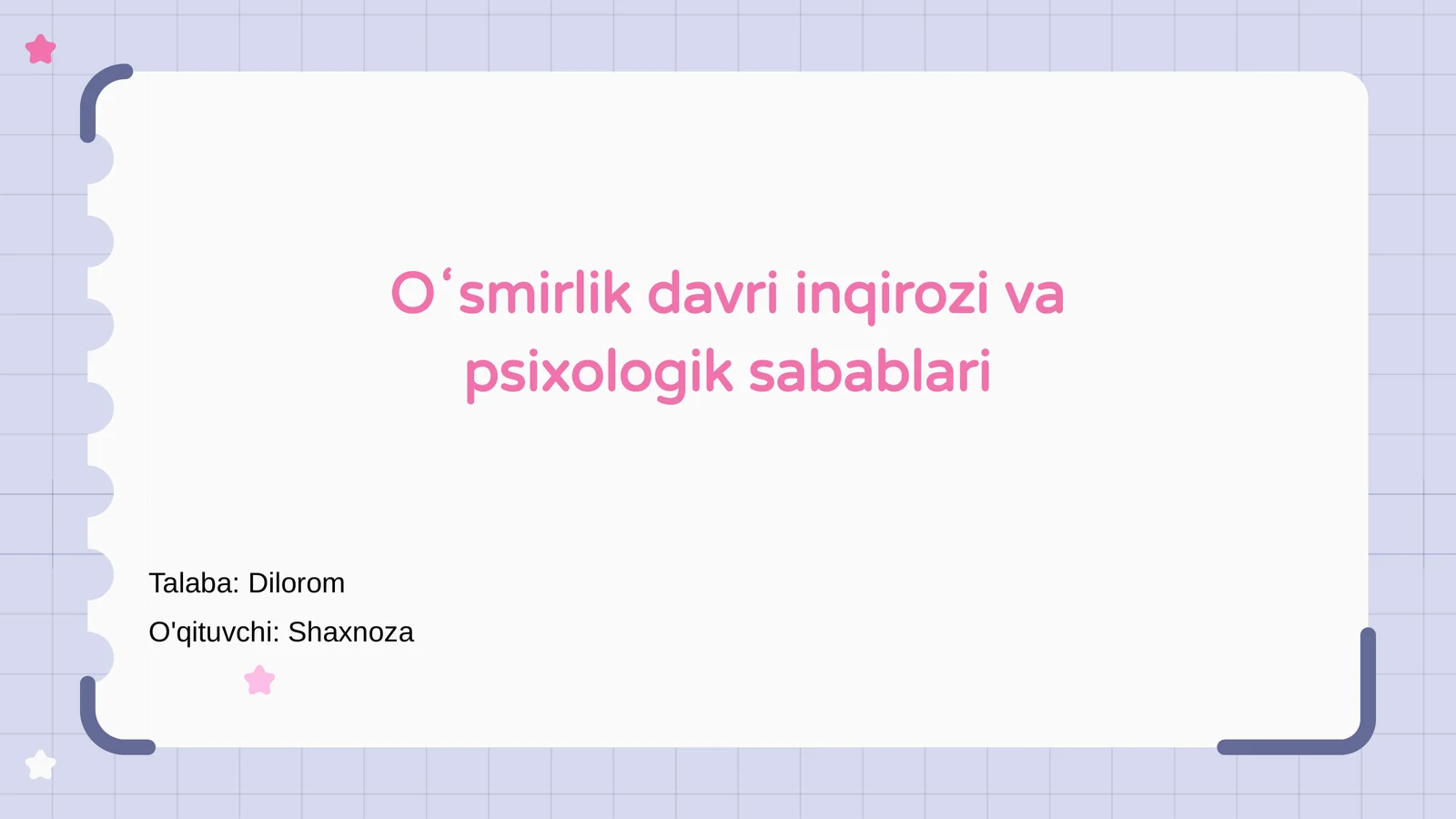 Oʻsmirlik davri inqirozi va psixologik sabablari