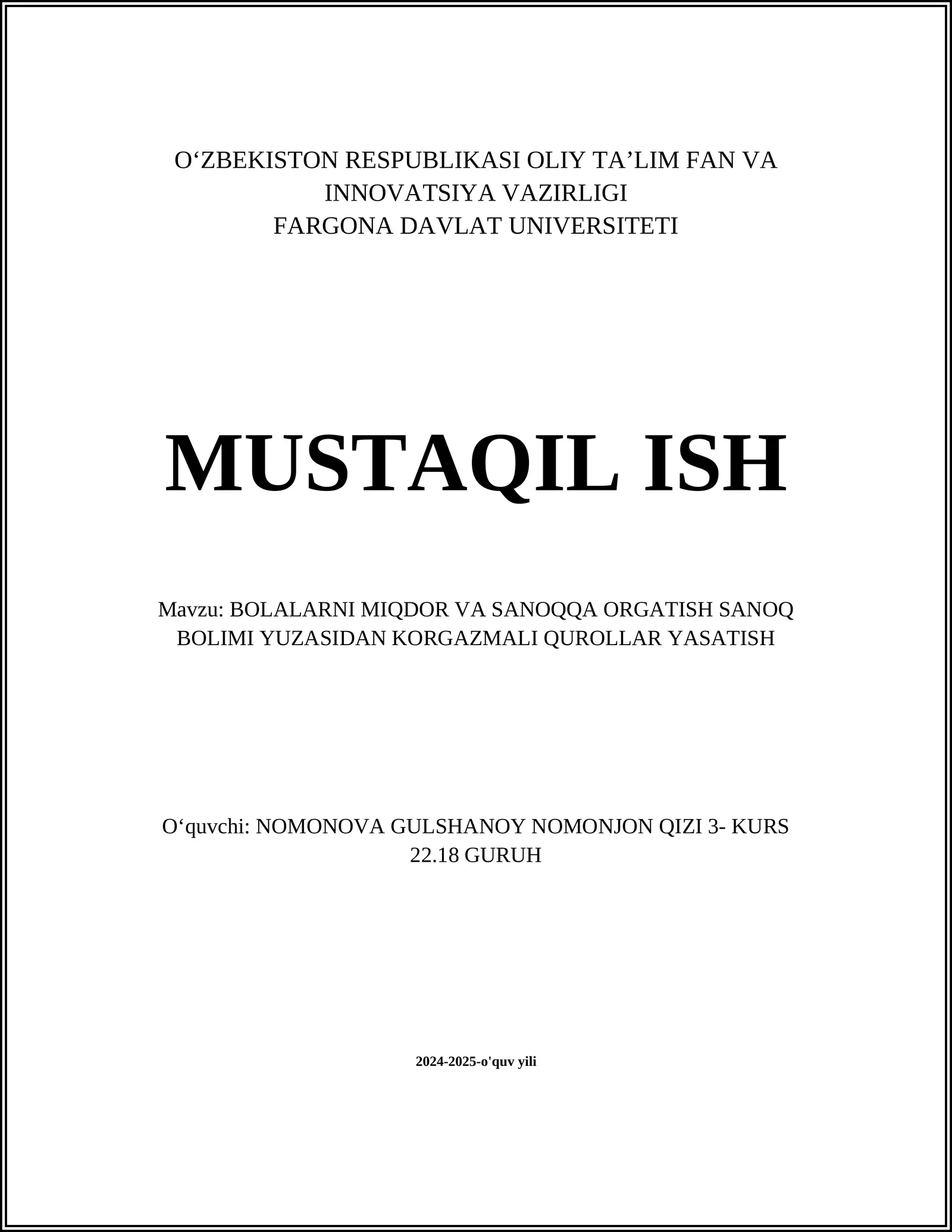 Sonlarni tahlil qilish uchun ko'rgazmali kartochkalar