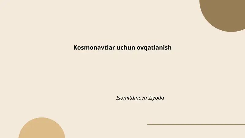 Kosmonavtlar uchun ovqatlanish