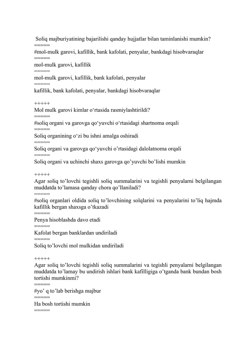 Soliq majburiyatining bajarilishi qanday hujjatlar bilan taminlanishi mumkin?