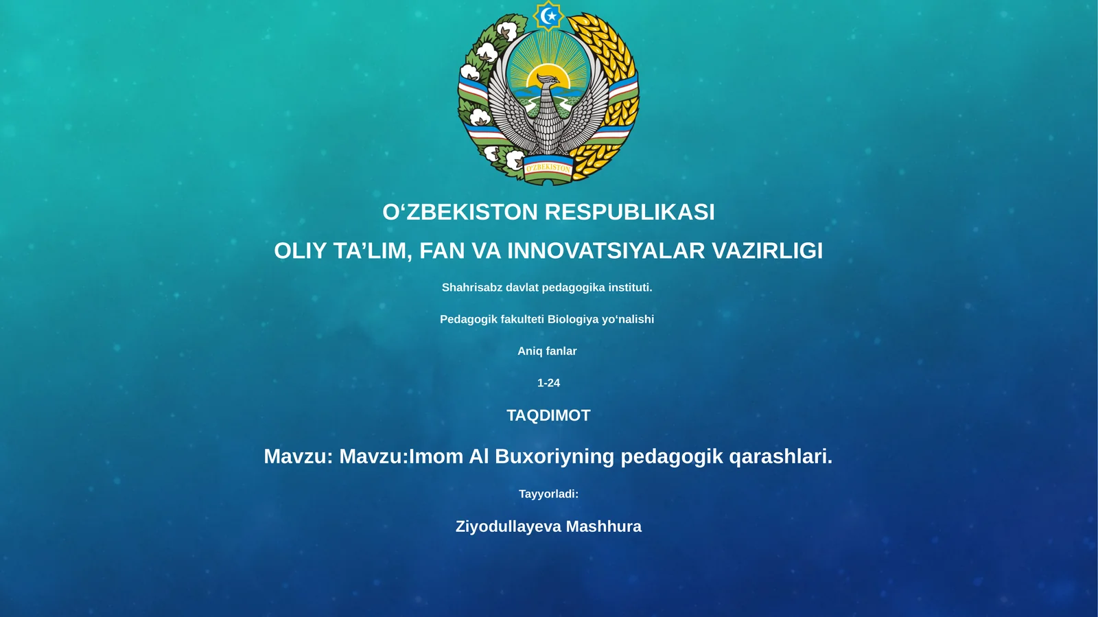 Imom Al Buxoriyning pedagogik qarashlari