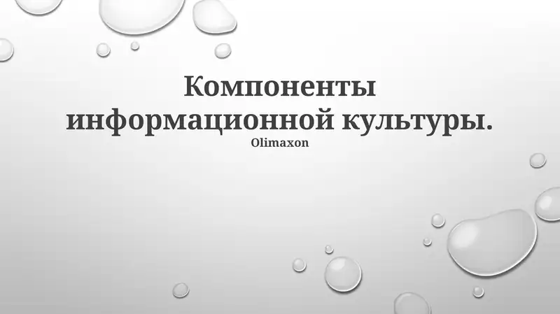Компоненты информационной культуры