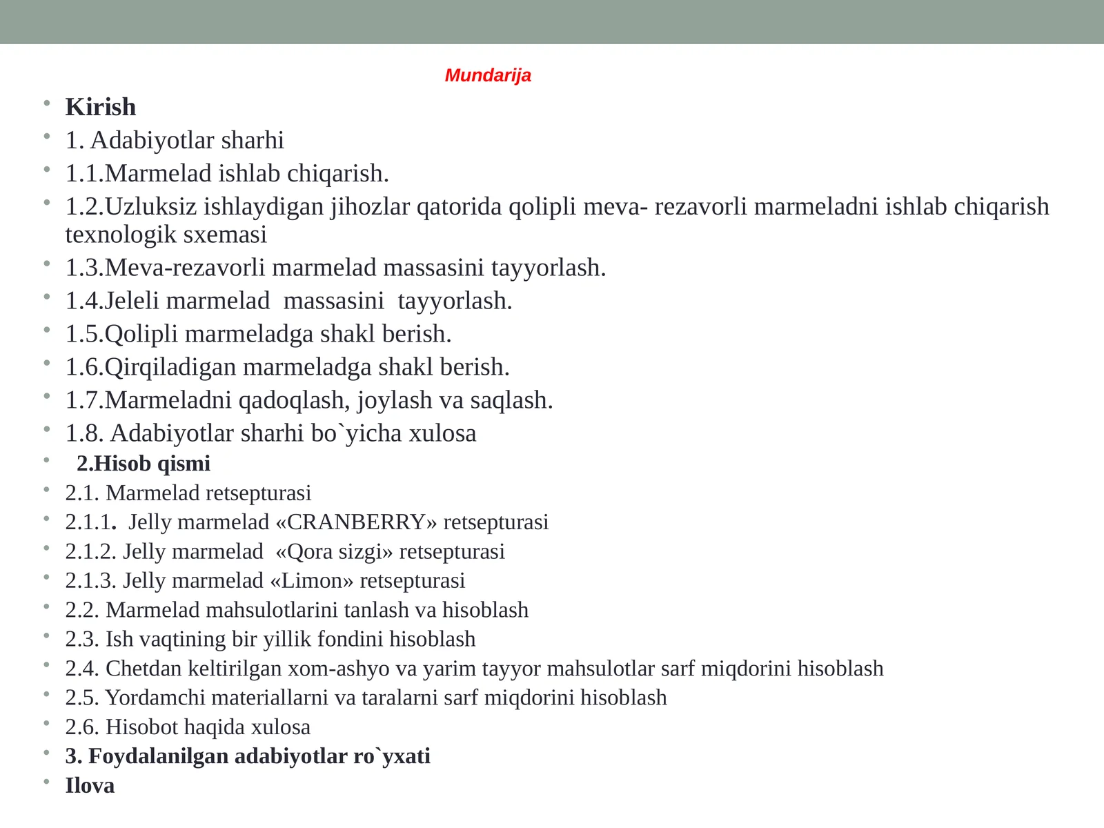 Mаrmеlаd ishlovchi qarish texnologik sxemasi