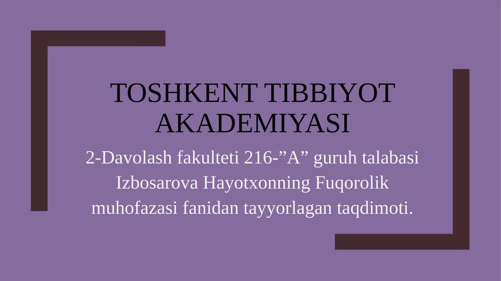 Shikastlangan o‘choqlarda tibbiy yordamni tashkil qilish