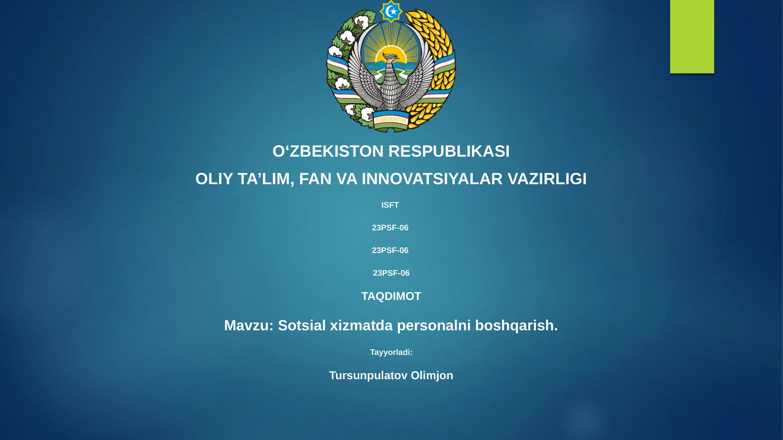 Sotsial xizmatda personalni boshqarish