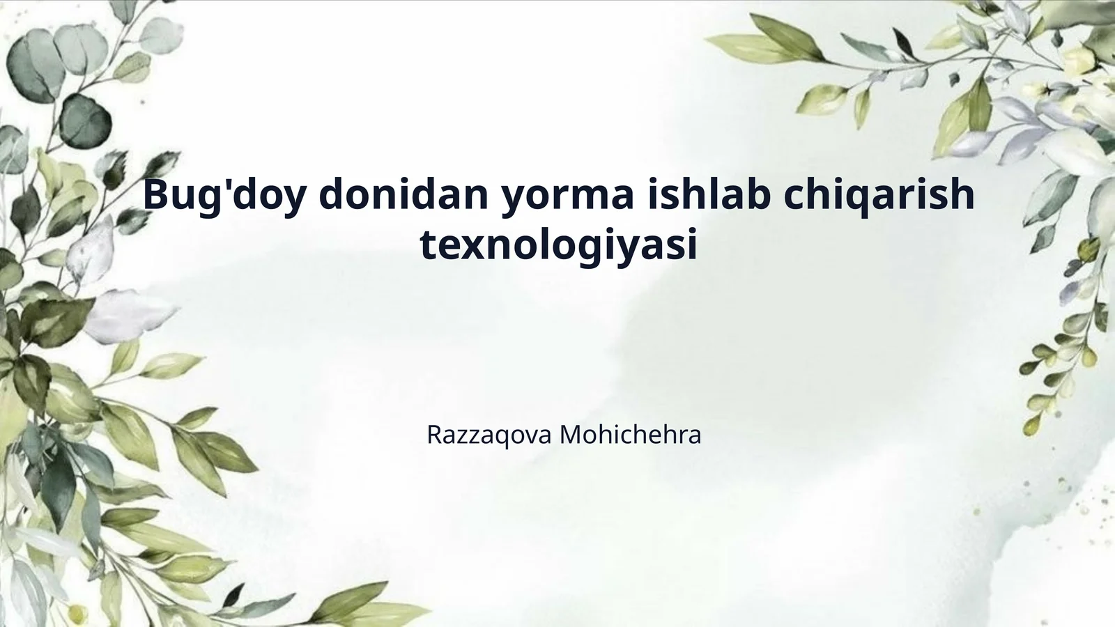 Bug'doy donidan yorma ishlab chiqarish texnologiyasi