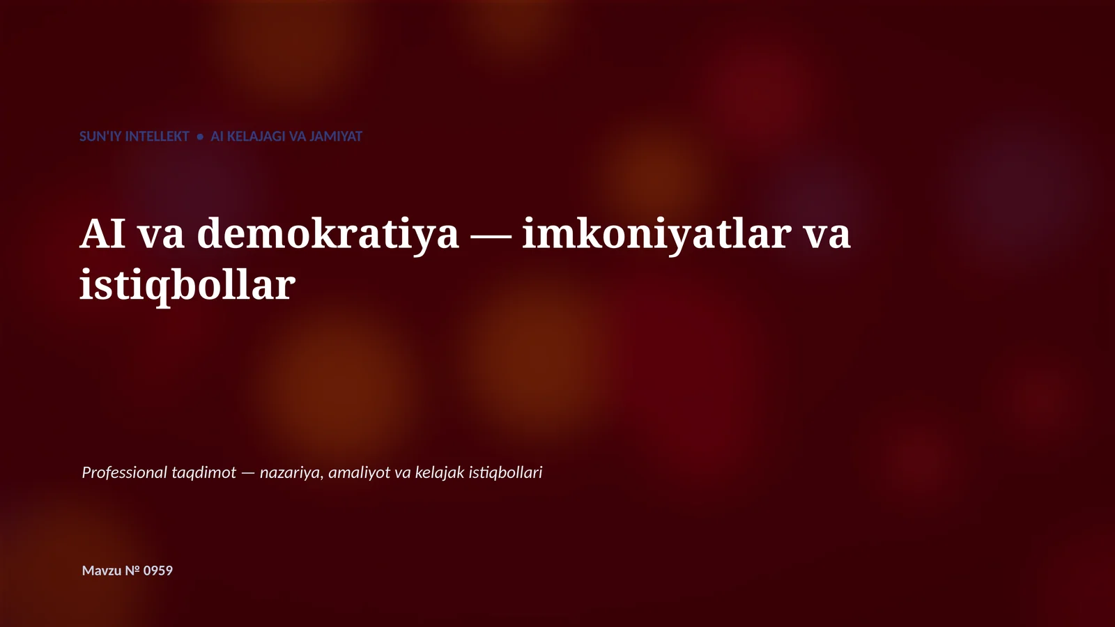 AI va demokratiya — imkoniyatlar va istiqbollar