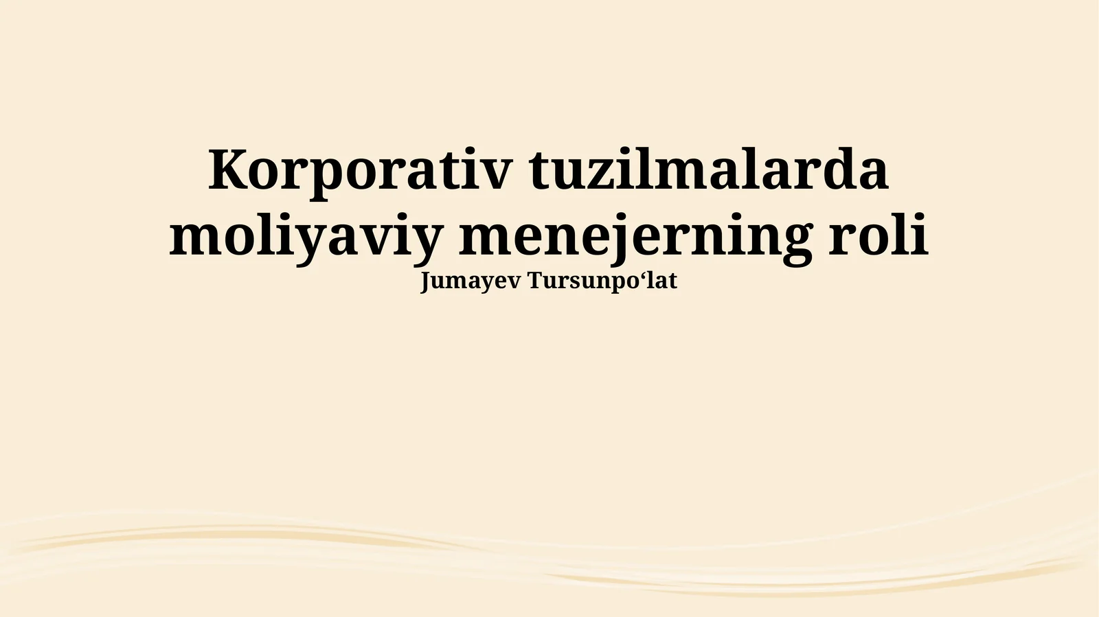 Korporativ tuzilmalarda moliyaviy menejerning roli