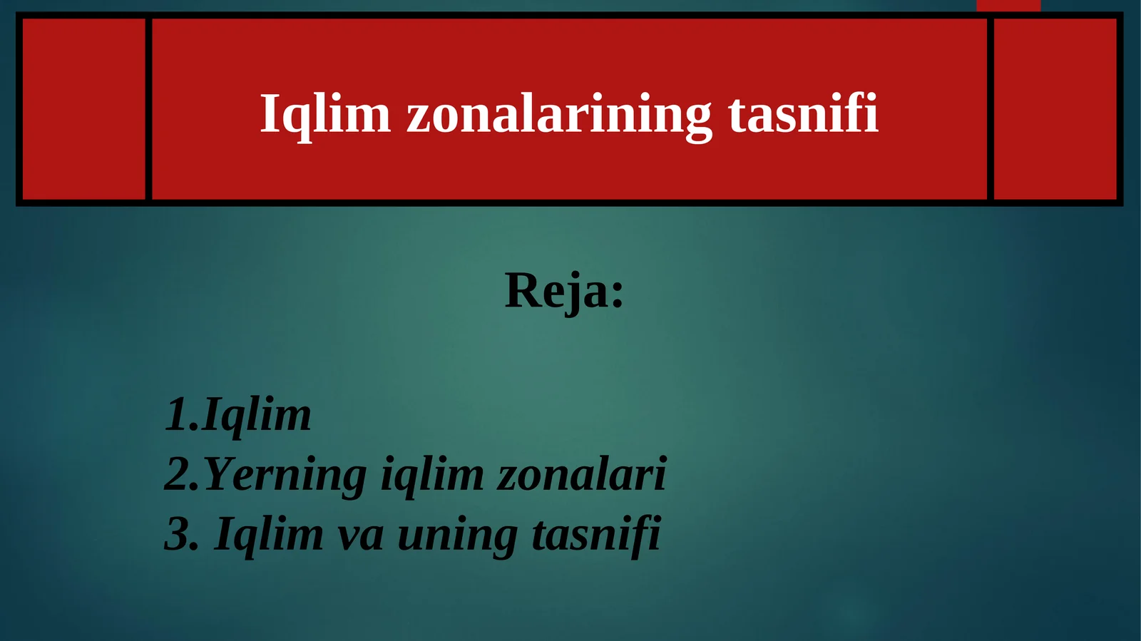 Iqlim zonalarining tasnifi
