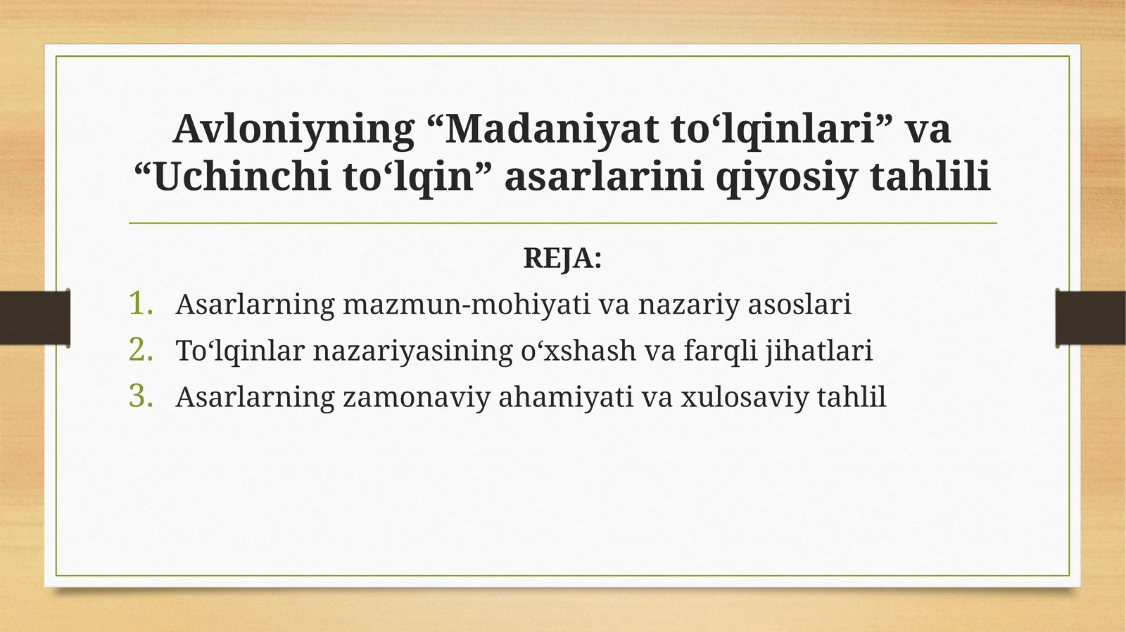 Avloniyning“Madaniyatto‘lqinlari”va“Uchinchito‘lqin”asarlariniqiyosiytahlili