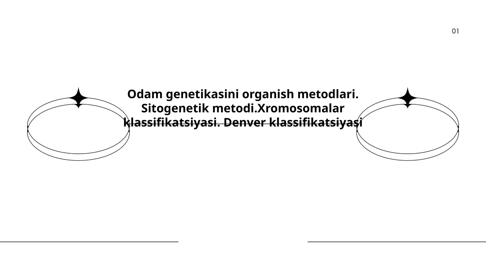 Odam genetikasini organish metodlari. Sitogenetik metodi.Xromosomalar klassifikatsiyasi. Denver klassifikatsiyasi