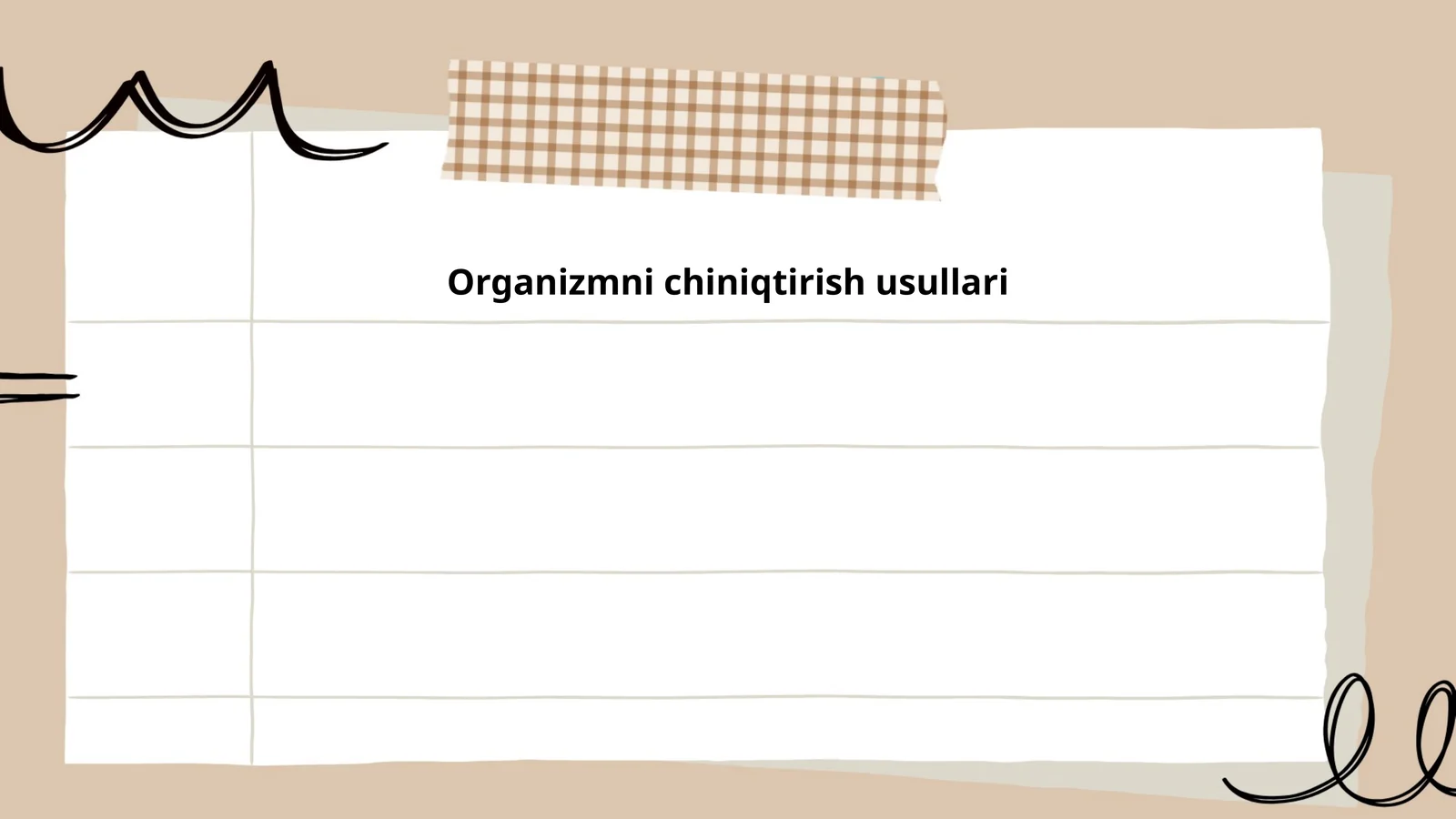 Organizmni chiniqtirish usullari
