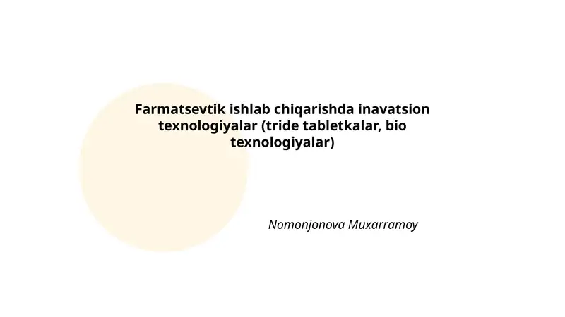 Tride tabletkalar: kontseptsiya va farmatsevtik afzalliklar