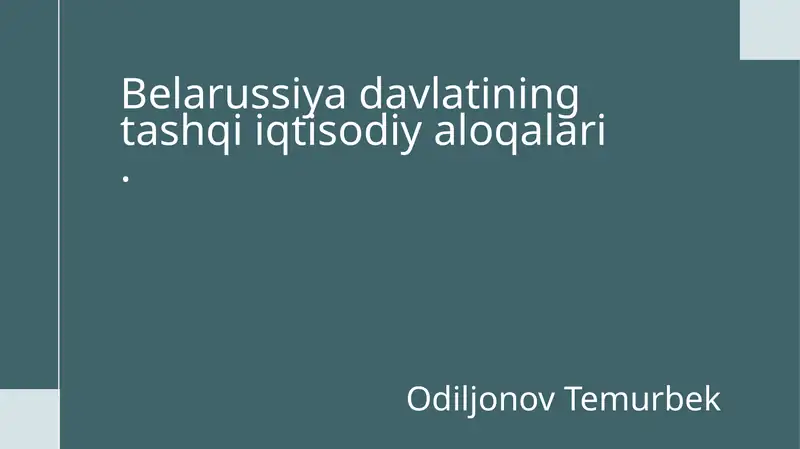 Belarussiya Davlatining Taşqiiqtisodiy Aloqalari