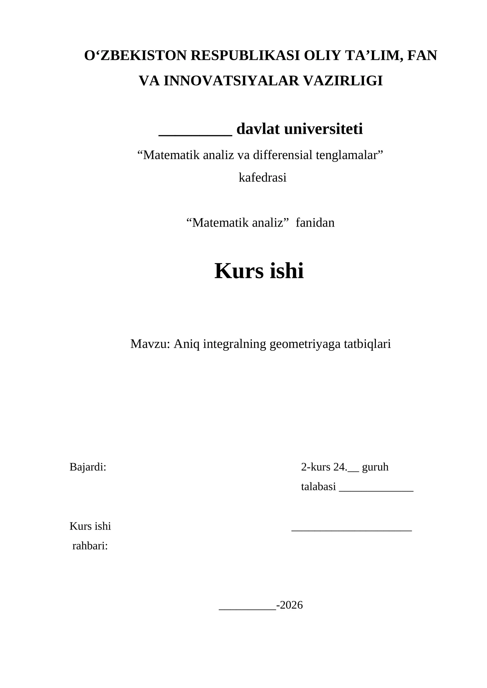 Aniq integralning geometriyaga tatbiqlari