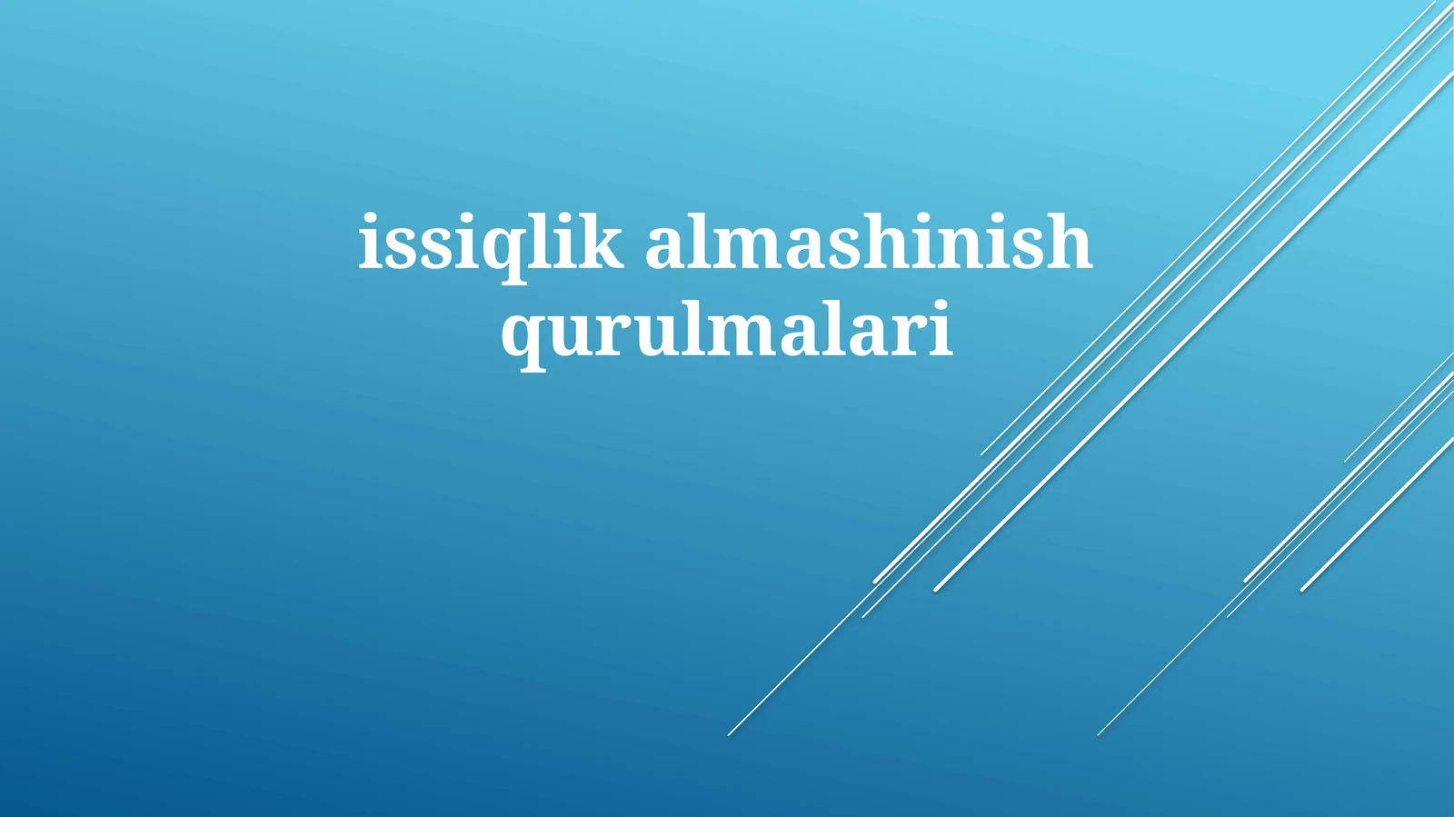 Issiqlik almashinuvchilar asoslari