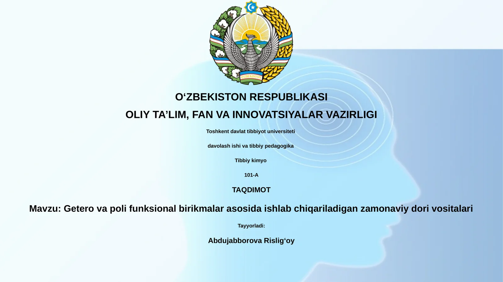 Getero va poli funksional birikmalar asosida ishlab chiqariladigan zamonaviy dori vositalari