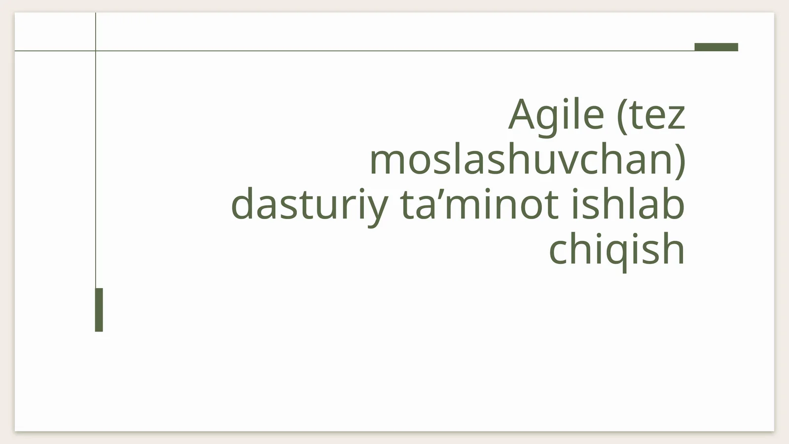 Agile (tezmoslashuvchan) dasturiy ta'minot ishlab chiqish