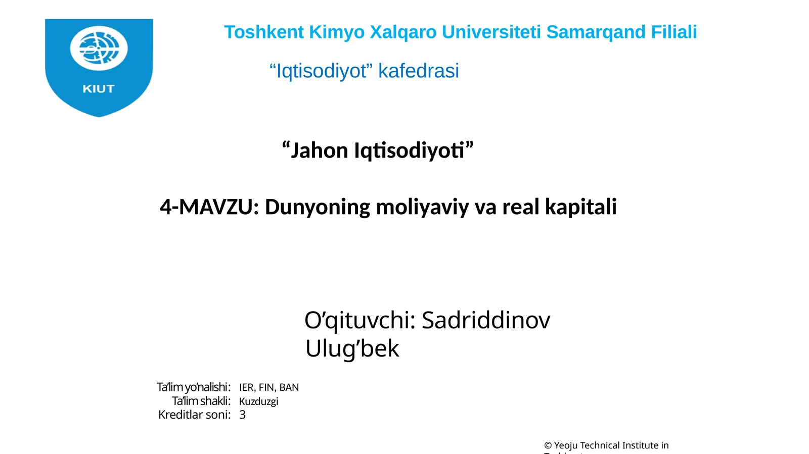 Dunyoning moliyaviy va real kapitali