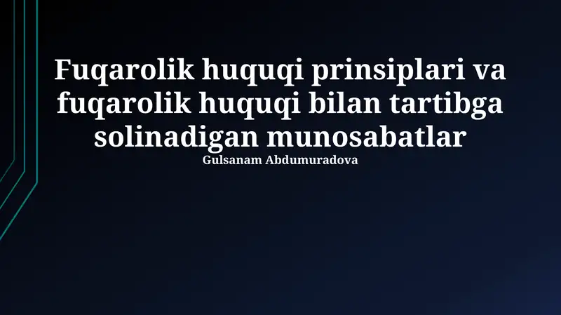 Mulk huquqi va boshqa ashyoviy huquqlar