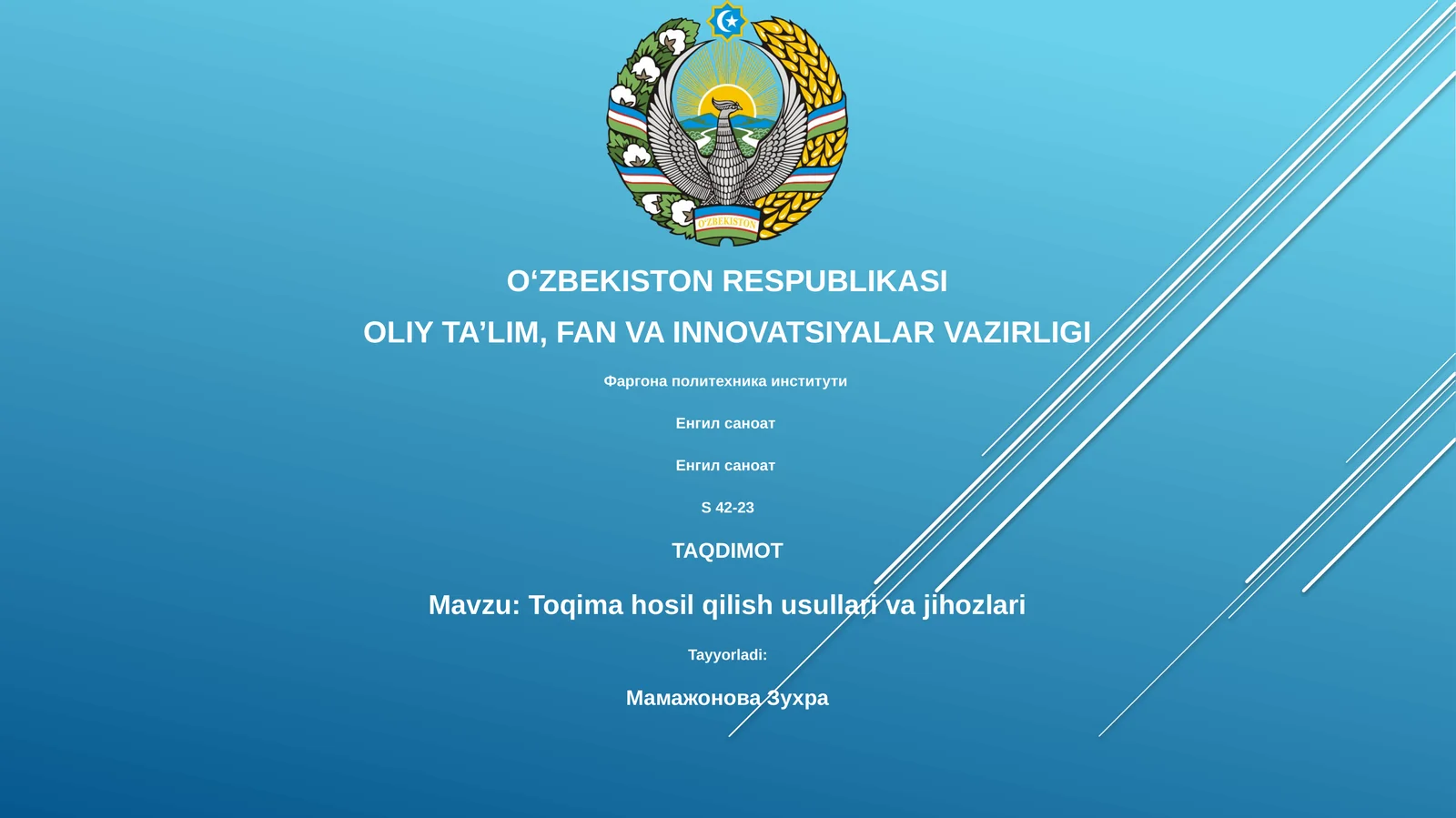 Toqima hosil qilish usullari va jihozlari