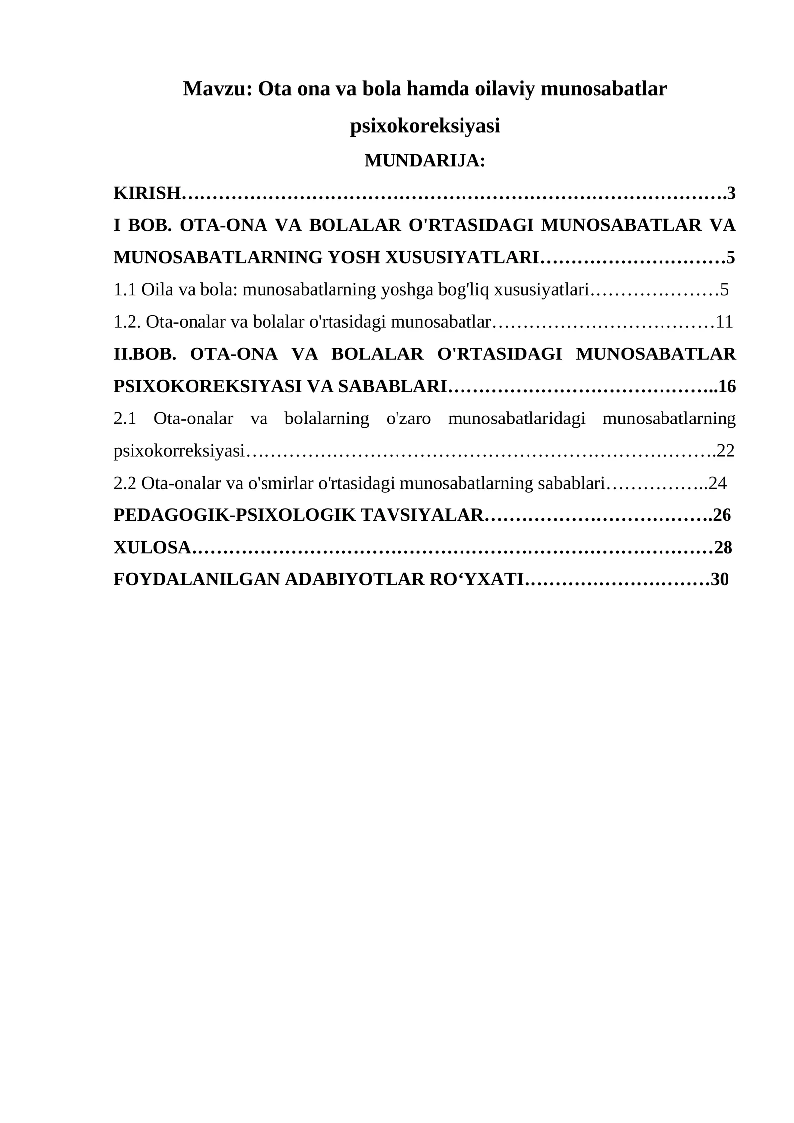 Ota ona va bola hamda oilaviy munosabatlar psixokoreksiyasi