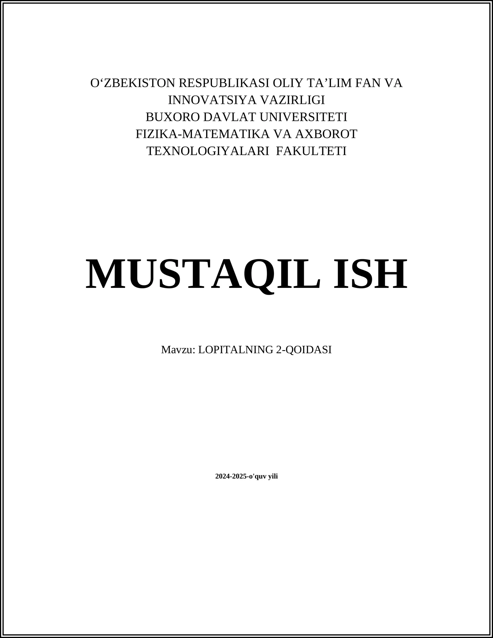L'Hospitalning 2-Qoidasi