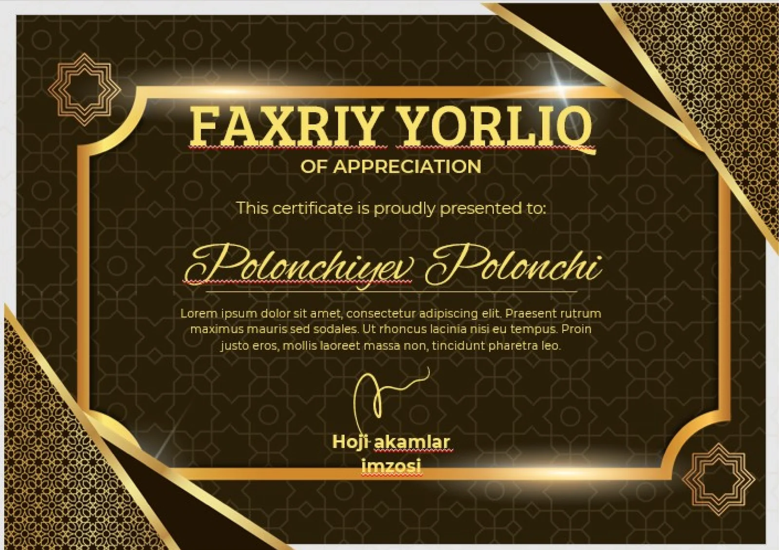 Faxriy yorliq
