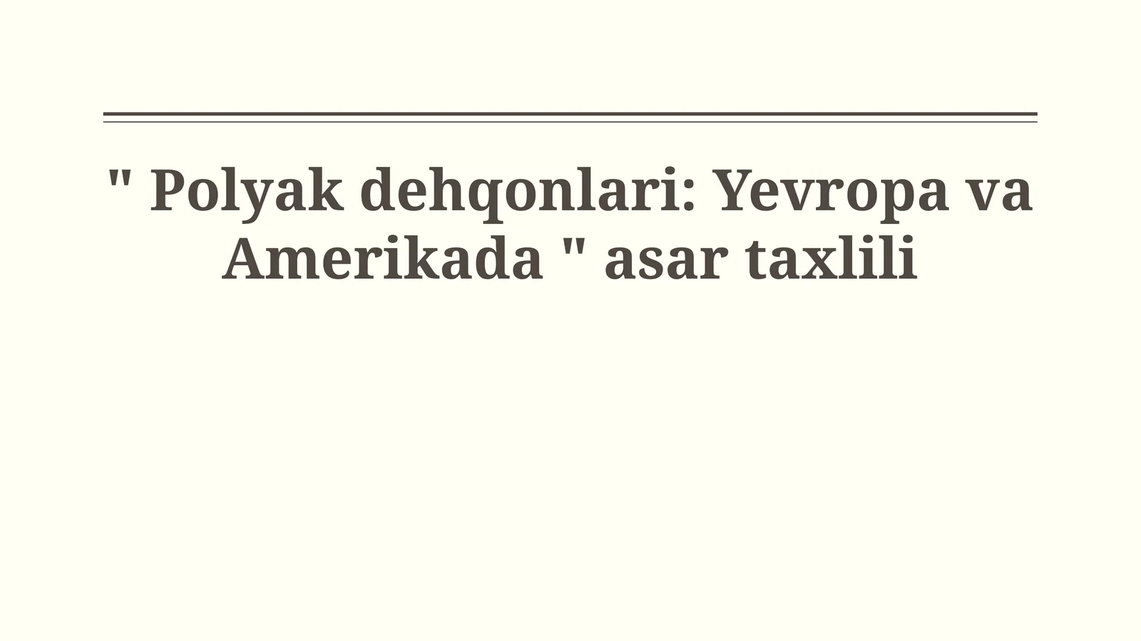 Evropadagi O'zbek Dehqonlari