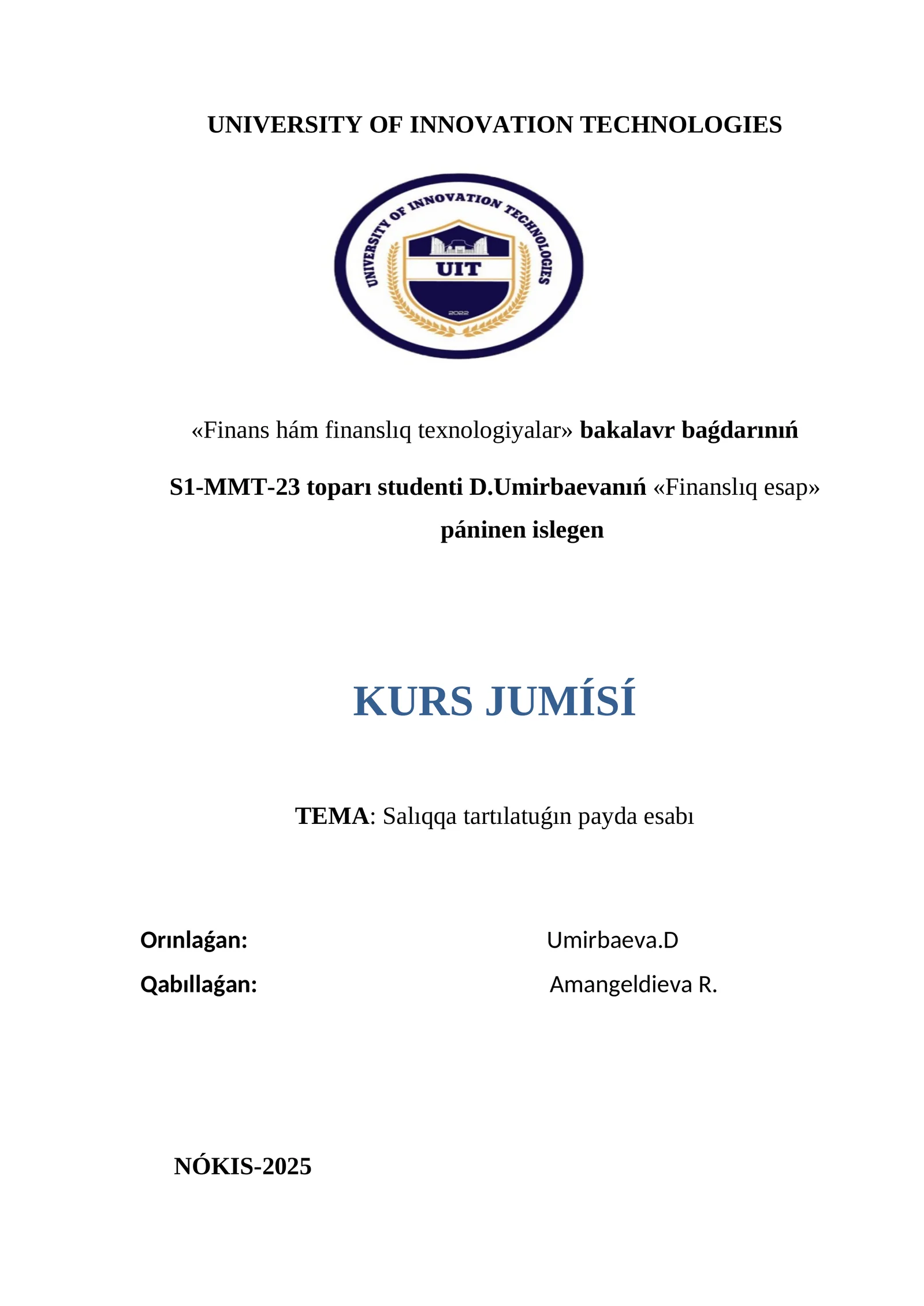 Finans hám finanslıq texnologiyalar