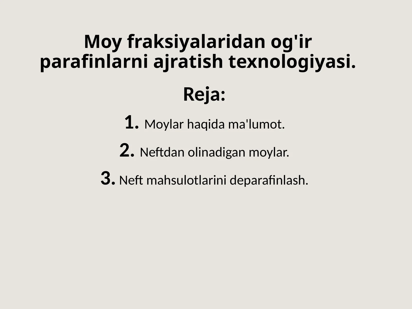 Moy fraksiyalaridan og'ir parafinlarni ajratish texnologiyasi