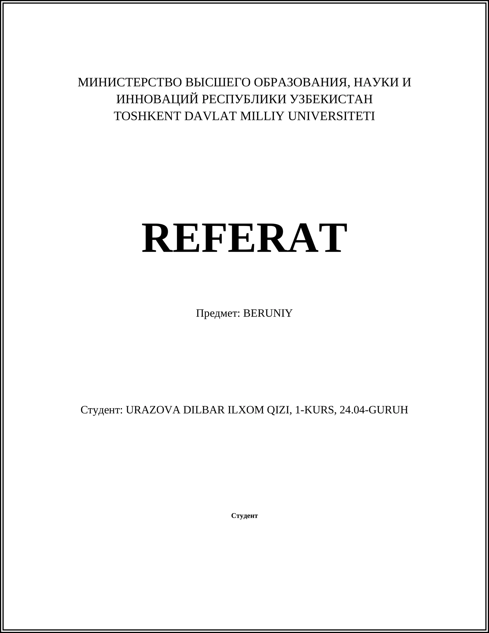 REFERAT Берунӣ
