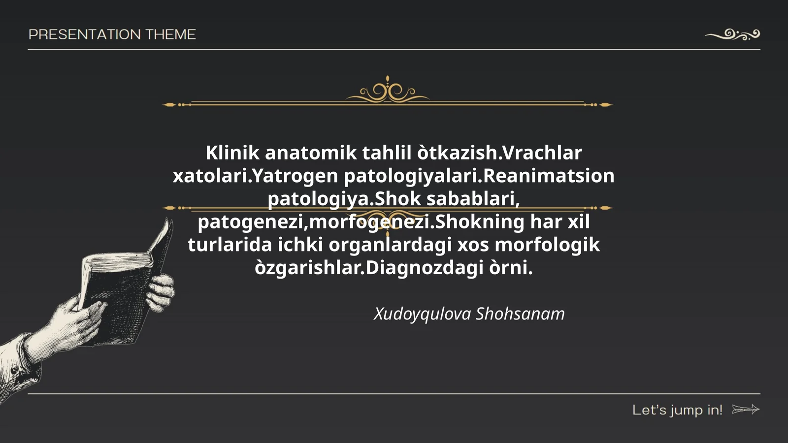 Klinik anatomik tahlil òtkazish.Vrachlar xatolari.Yatrogen patologiyalari.Reanimatsion patologiya.Shok sabablari, patogenezi,morfogenezi.Shokning har xil turlarida ichki organlardagi xos morfologik òzgarishlar.Diagnozdagi òrni