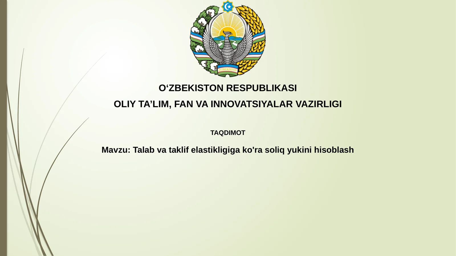 Talab va taklif elastikligi va soliq yukini hisoblash
