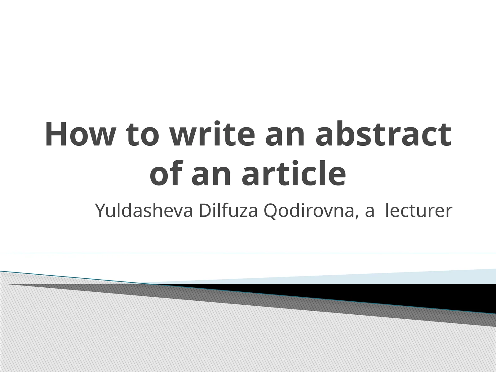 How to write an abstract of an article