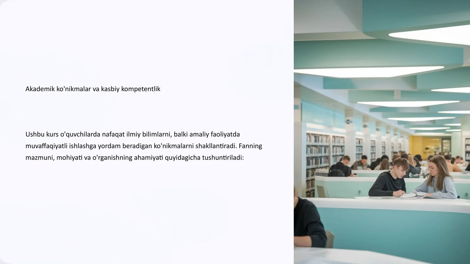 Akademik ko'nikmalar va kasbiy kompetentlik