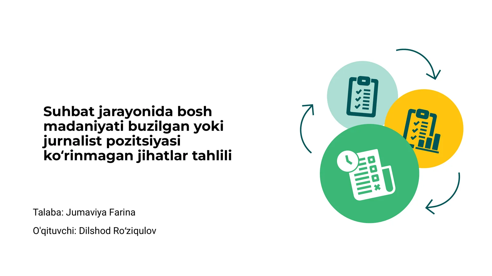 Suhbat jarayonida bosh madaniyati buzilgan yoki jurnalist pozitsiyasi ko‘rinmagan jihatlar tahlili