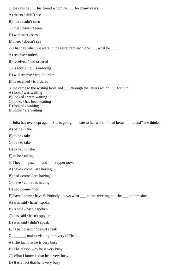 English Grammar Quiz