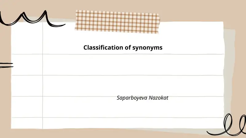 Classification of synonyms