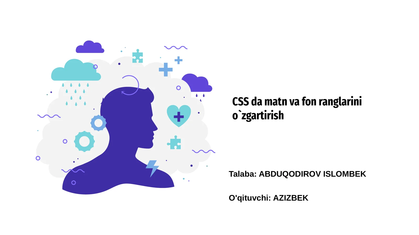 CSS da matn va fon ranglarini o`zgartirish