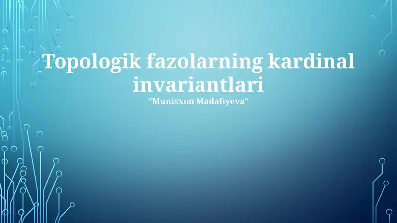 Topologik fazolarning kardinal invariantlari