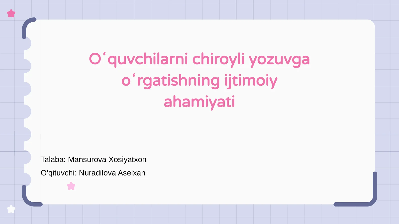 Chiroyli yozuvga o'rgatishning ijtimoiy ahamiyati