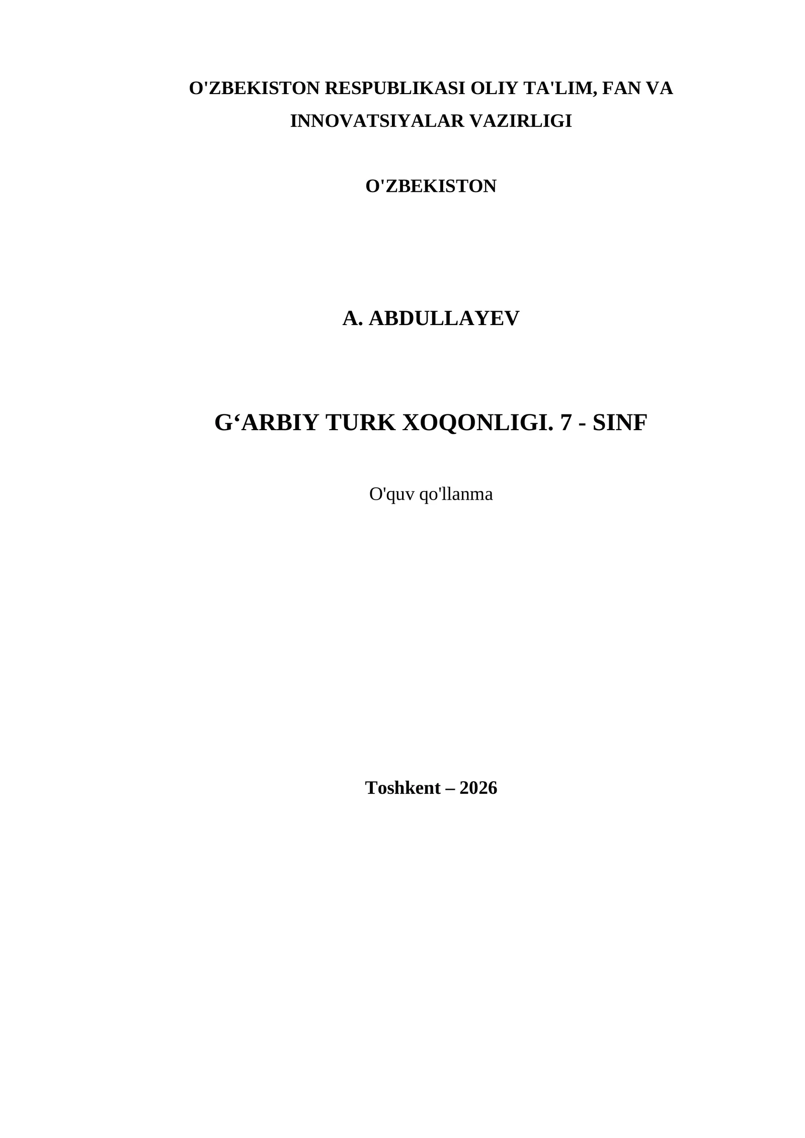 G‘ARBIY TURK XOQONLIGI. 7 - SINF