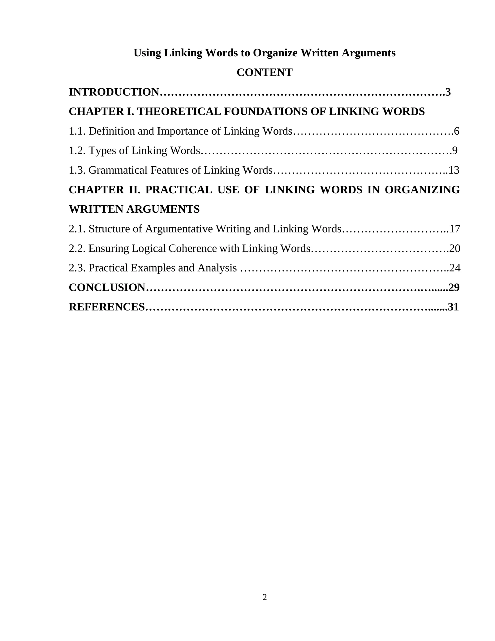 Using Linking Words to Organize Written Arguments